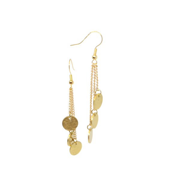 Gold disc dangle earrings