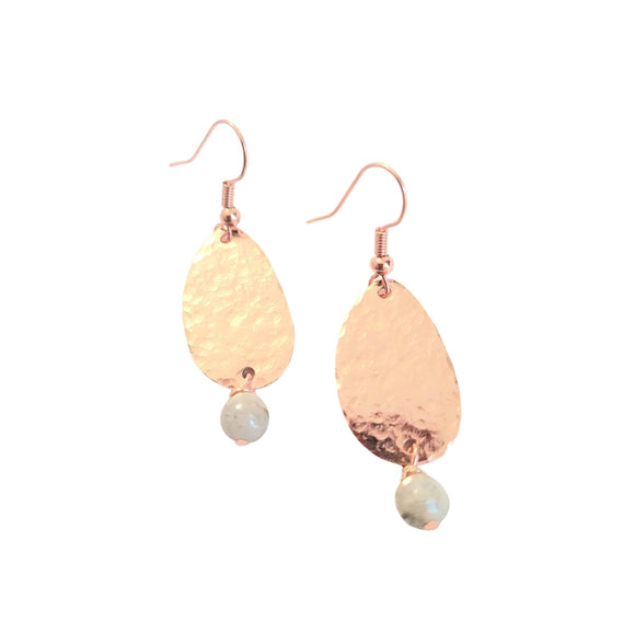 Copper hammered earrings