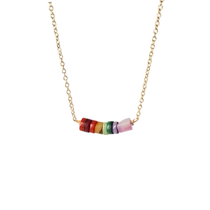 Rainbow shell bar necklace
