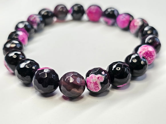 Black and pink Agate bracelet