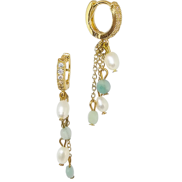 Pearl and amazonite earrings