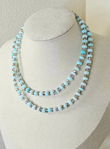 24-Inch Sky Blue Beaded Opal Necklace - Elegant Jewelry for Every Occasion