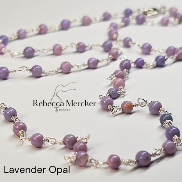 Opal Necklace, Lavender Opal necklace, Common Opal