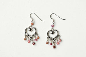 Ruby heart earrings