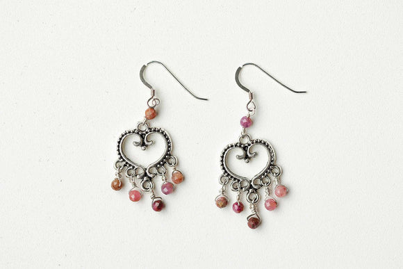 Ruby heart earrings