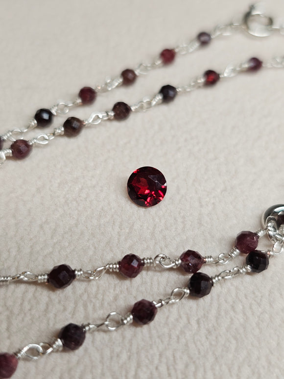 Garnet necklace, birthstone necklace