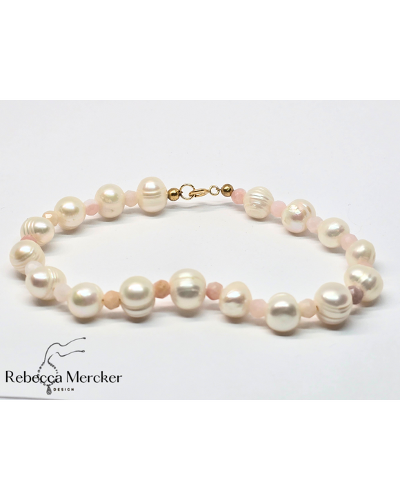 Freshwater Pearl Bracelet with Morganite stones