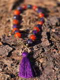 Amethyst and Agate Bracelet with Silk Tassel