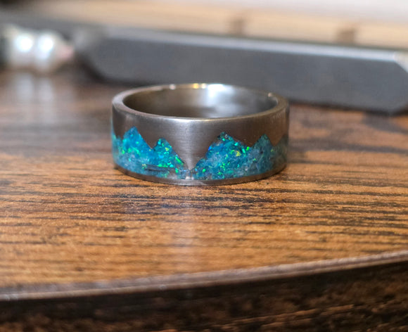 Blue Opal Mountain Ring