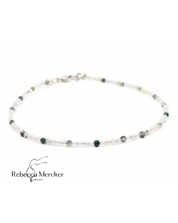 Moss agate and quartz bracelet