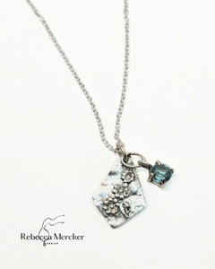 Sterling Silver And Blue Zircon Floral Necklace