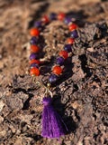 Amethyst and Agate Bracelet with Silk Tassel
