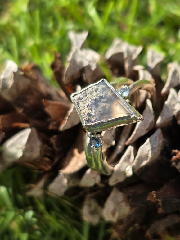 Moss agate ring with optional band
