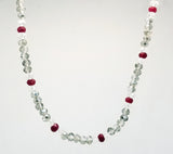 Natural red ruby necklace with grey crystals