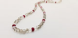 Natural red ruby necklace with grey crystals