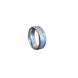 Stainless steel ring with blue opal inlay