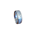 Stainless steel ring with blue opal inlay