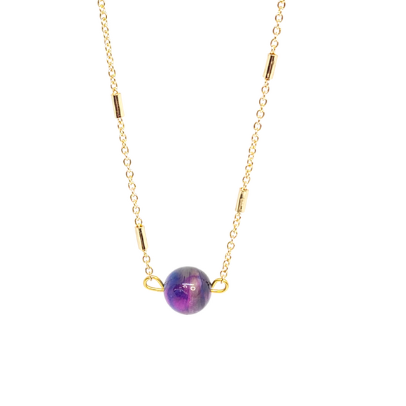Gold galaxy stone necklace