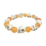 Orange agate skull bracelet, Stretch cord, local business, handmade, gainesville florida, williston florida jewelry, Chiefland florida jewelry 