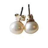 Pearl Stud Earrings with Sterling Silver Posts